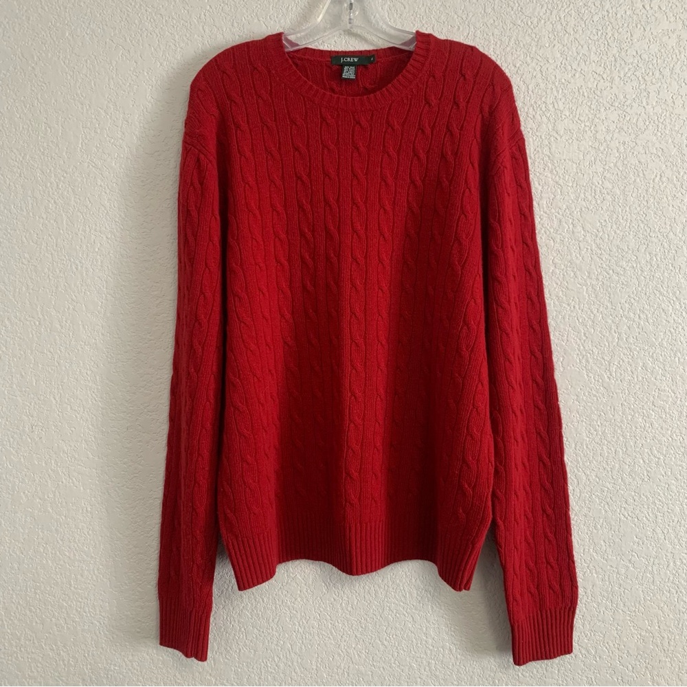 J Crew Sweater Mens XL Wool Cashmere Cable Knit Crew Long Sleeve Preppy Classic